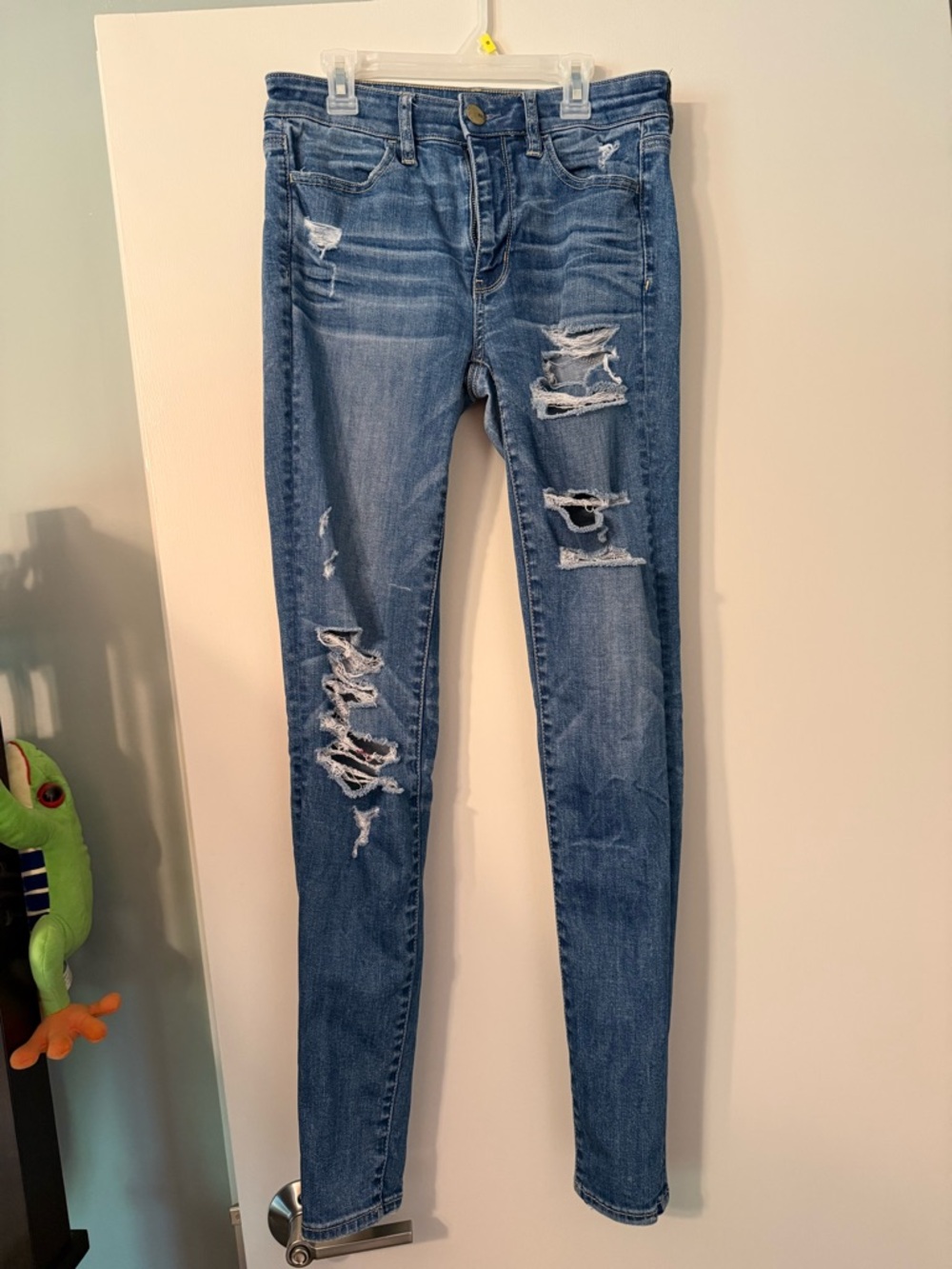American Eagle Outfitters Distressed Skinny Jeans - Blue Sz 6L
